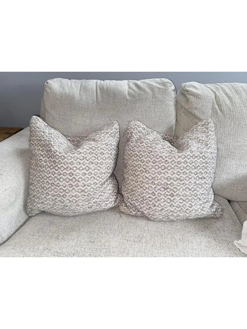 Set of 2 Decorative Beige Textured Throw Pillows